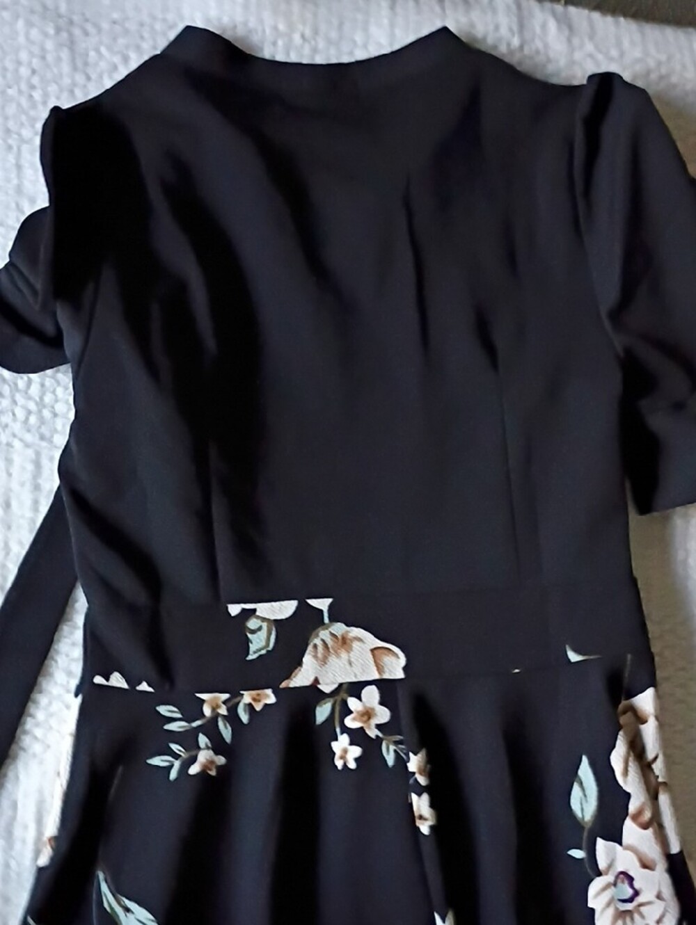 Apt. 9 Black Floral Wrap Midi Dress with Cream Blooms - Picture 10 of 11